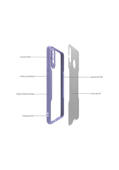 Huawei P30 Lite Kılıf Parfe Kenarları Pastel Renk Silikon Kılıf Mor