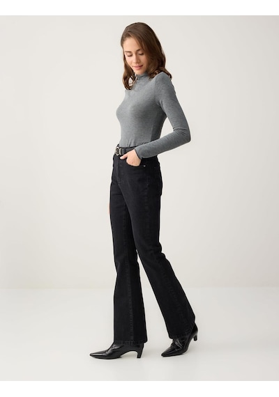 Jimmy Key Koyu Antrasit Bol Paça Yüksek Bel Uzun Denim Pantolon 6sw185663979