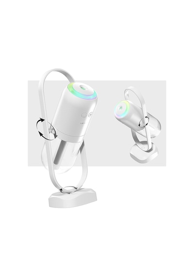 Lenyes Lhu04 Kum Saati Tipi 360 Derece Dönebilen Rgb Atmosfer Işıklı Sessiz Hava Nemlendirici Beyaz