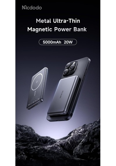 Mc-4641 20w 5000mah Metal Ultra İnce Kablosuz Powerbank Siyah