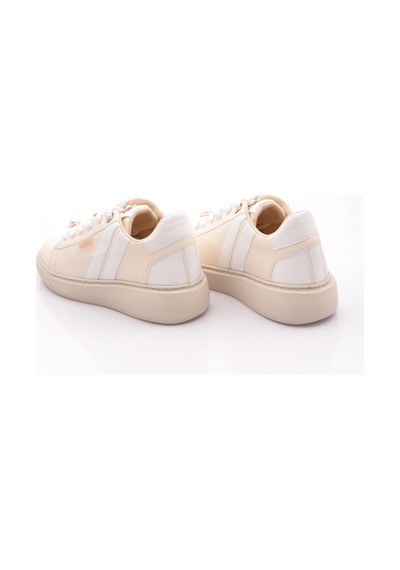 Dgn B1008 Kadin Aksesuarli Sneakers Ayakkabi Bej Beyaz