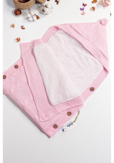 Kız Bebek Düğmeli Pembe Anakucağı Kundak Stl6461 Pembe