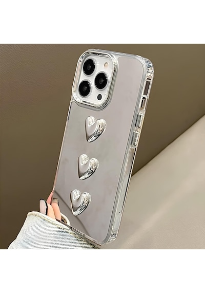 Apple Uyumlu iPhone 14 Pro Three Heart Mirror Case