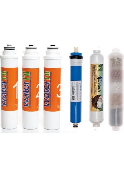 Sulook Waterlife Su Arıtma Cihazı Uyumlu Tak-çevir 6'lı Filtre Seti, 10 Aşamalı, Vontron Membranlı