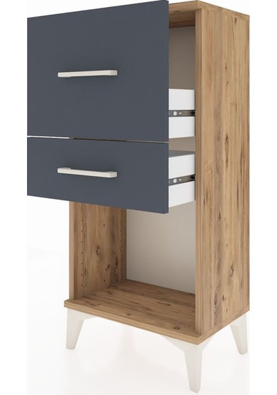 Arges Komodin 2 Çekmeceli 44x30x96 Çam-antrasit Atlas Çam