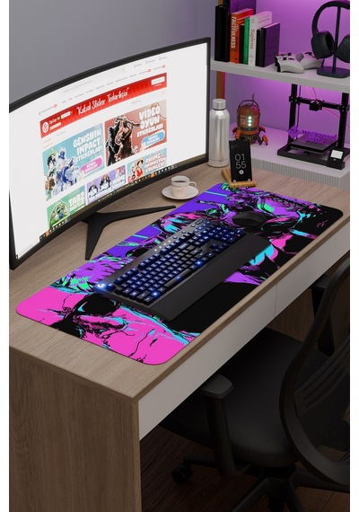 Kat Ana Zero Kaymaz Dikişli Kauçuk Oyuncu Mousepad V4 - 90x40 Xxl Gaming Mouse Pad Fare Altlığı