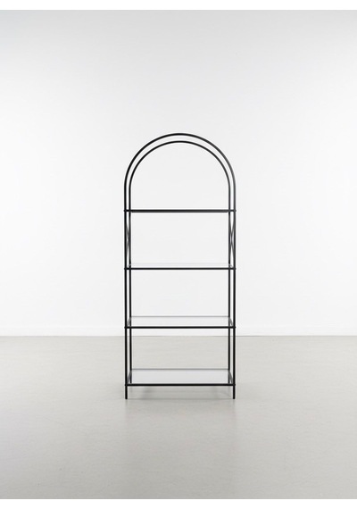 Noble Metal Kitaplık Dekoratif Kemerli 4 Raflı Salon Ve Ofis Rafı 70x180 Cm Siyah