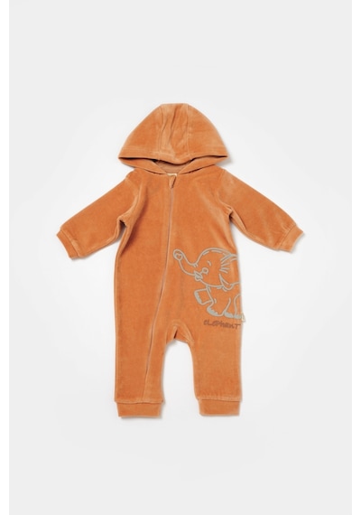 BabyCosy Bebek Kapüşonlu Fermuarlı Tulum, %80 Organik Pamuk & %20 Polyester, Bebek Ve Yenidoğan Serisi - Csyk6044 Kiremit
