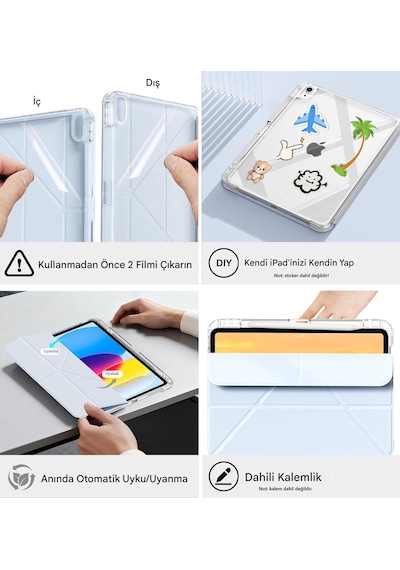 İpad 11. Nesil A16 2025 V 10.nesil 2022 İle Uyumlu Kapağı Ayrılabilir Mıknatıslı Arkası Sert Kılıf Kapaklı Kılıf