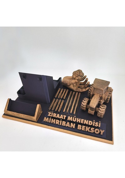 Kişiye Özel Ziraat Mühendisi Masa İsimliği Ve Kartvizitlik Gold - Siyah