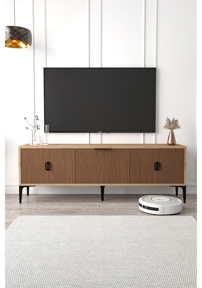 3503 Neva Tv Ünitesi 150 Cm 3 Kapaklı Kaplan - Sepet Tv Sehpası