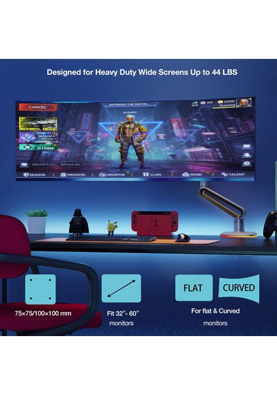 Nb North Bayou F6 32-60 İnç 2-20 Kg Vesa Uyumlu Gaming Rgb Monitör Standı NB F6 G