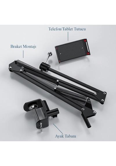 Dailytech 360 Derece Uzun Kol Tablet Telefon Tutucu Stand Stant