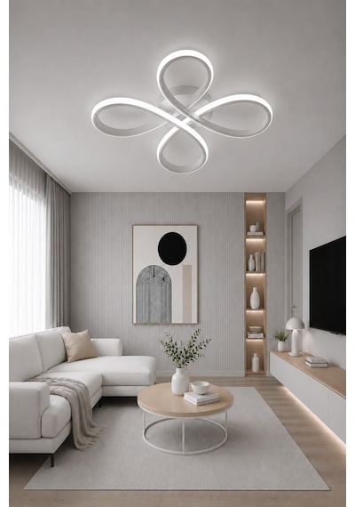 Solis Led Plafonyer Avize Beyaz Işık Gri