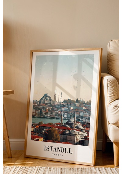 İstanbul Türkiye Vintage Seyahat Posteri Çerçeveli Tablo - Premium Tarihi Yarımada Elit Duvar Dekoru Kayın İstanbul Türkiye Vintage Seyahat Posteri Çerçeveli Tablo - Premium Tarihi Yarımada Elit Duvar Dekoru Kayın