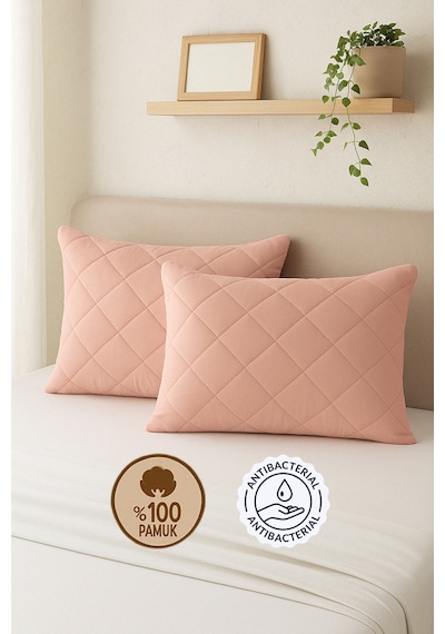 Formeya Pamukkale Alez Pudra %100 Pamuk Kapitone Yastık Koruyucu Alez 2 Adet 50X70