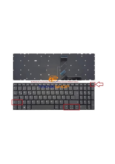 Lenovo Uyumlu Ideapad 320-15Ikb Notebook Klavye Füme Tr / Power Tuşlu - 543877036
