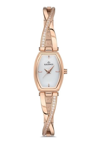 Elegangs El2455.3 Dikdörtgen Rose Gold Taşlı Kadın Kol Saati