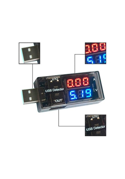 Keweisi USB Voltmetre & Ampermetre - 2x USB Voltaj ve Akım Ölçer