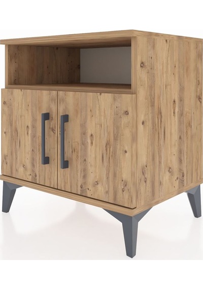 Hyperion Komodin 2 Raflı 2 Kapaklı 60x44x64 Çam-çam Çam