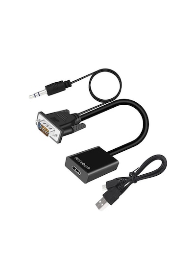 Vga Hdmi Dönüştürücü Kablo + Audio Ses Çevirici Vga To Hdmi