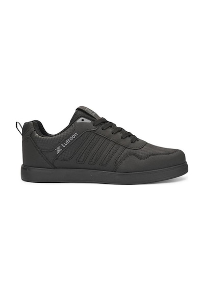 Luttoon 4189-24 Deri Anatomik Hafıza Taban Erkek Sneaker Siyah Füme Siyah
