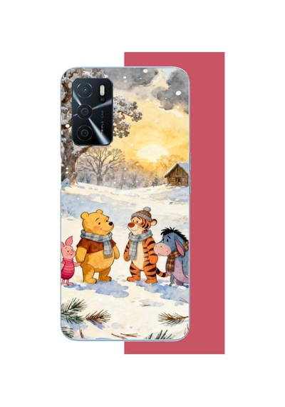 Oppo A16 Uyumlu Winnie The Pooh2 Baskılı Silikon Kılıf Renkli