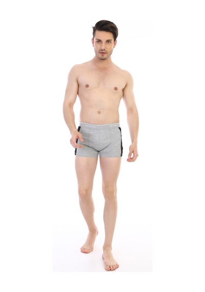 Çift Kaplan Erkek Elastanlı Biyeli Gri Boxer 850