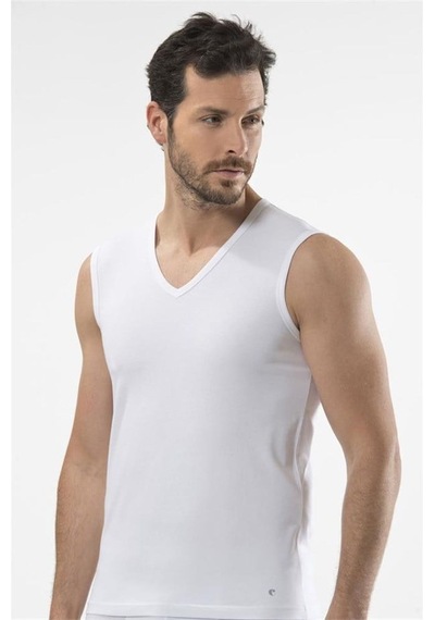 Cacharel 1304 Spor Erkek V Yaka - Beyaz Beyaz