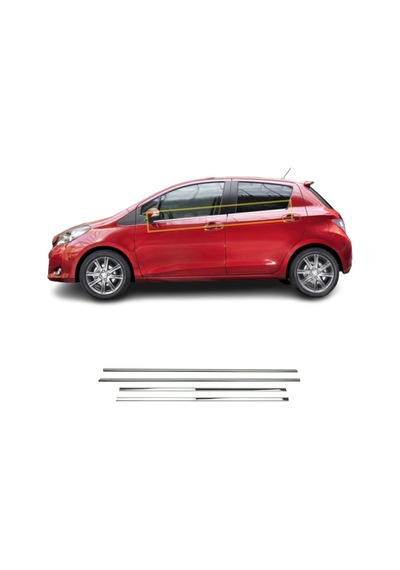 Toyota Uyumlu Yaris Krom Cam Çıtası 4 Prç. 2012-2019 Arası P.Çelik
