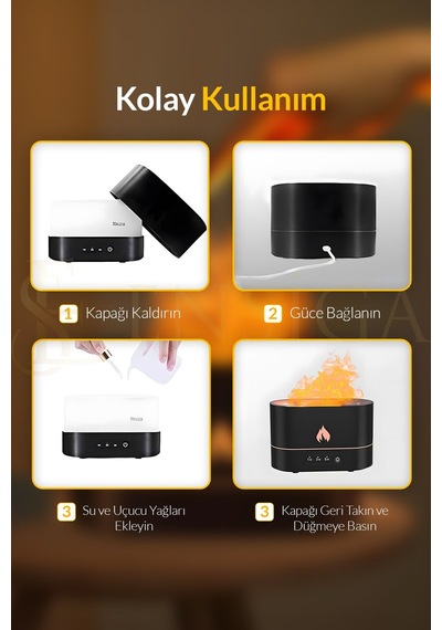 Alev Efektli Ultrasonik Aroma Difüzör