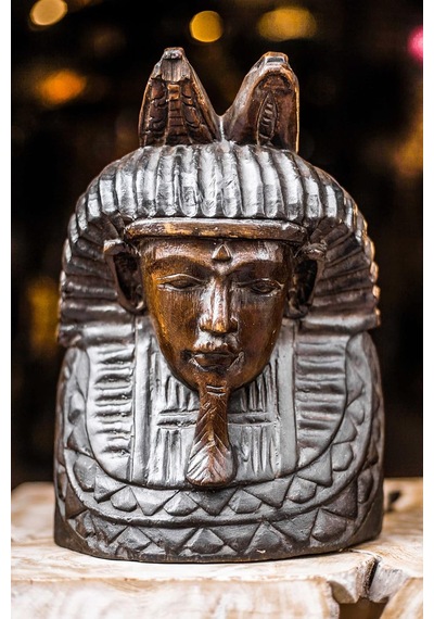 Pharaoh Wooden Statue, El Yapımı Ahşap Firavun Heykeli, Bali El Yapımı Yoga Meditasyon Dekor