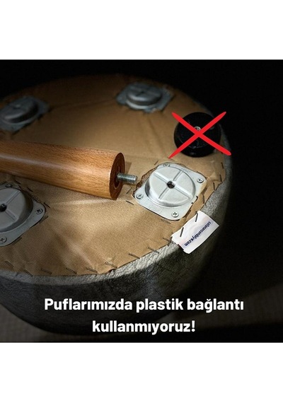 Asedia Miskin Lake Teddy Krem Ahşap Ayaklı Peluş Puf Makyaj Koltuğu Yuvarlak Tabure