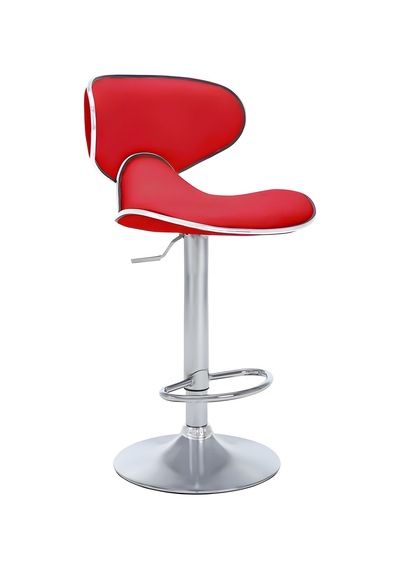 Bürocci Zen Bar Taburesi - Kırmızı Modern Deri Metal Ataklı Yüksek Tezgah Sandalyesi - 9549s0511 Kırmızı