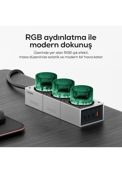 Masaüstü Priz Hızlı Şarj İstasyonu 7 İn 1 3x 4000w Ac, 140w 3xusb-c, 1 Usb-a, 100w Kablo X6424