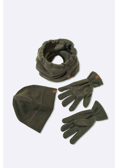 Avva Erkek Haki Polar Basic Boyunluk Bere Ve Eldiven Seti B009250