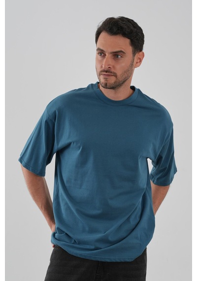 Alexander Gardi Yumuşak Dokulu Bisiklet Yaka Oversize T-shirt Petrol