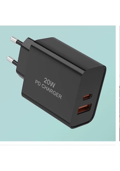 Ufly 20w Pd Hızlı Şarj Adaptörü Usb-a Usb-c 5v 3a Siyah