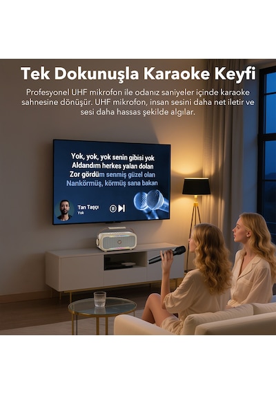 Nowgo C2 60w Taşınabilir Rgb Bluetooth Hoparlör Mikrofonlu Karaoke Parti Speaker Bej