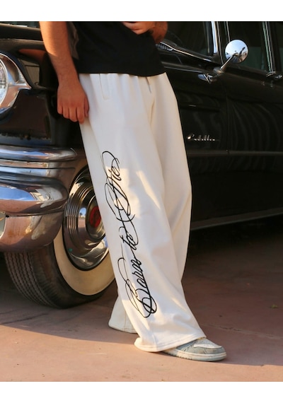 Bpm Born To Die Baggy Eşofman Altı Krem Çok Renkli