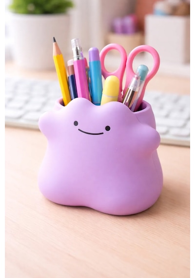 Cute Ditto Kalemlik Kız Çocuk Odası Dekoratif Masa Üstü Kalemlik Pembe