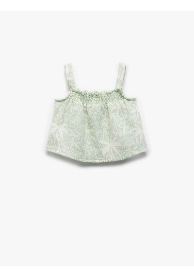 Koton Kare Yaka Gipeli Askılı Yeşil Kız Bebek Bluz 5smg60034aw Yeşil