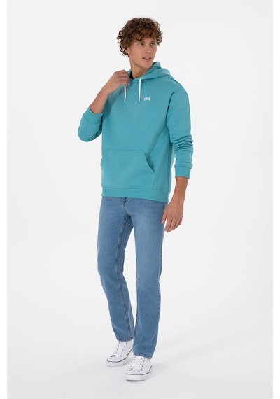 U.S. Polo Assn. Erkek Oversize Fit Kapüşonlu Şardonlu Mint Basic Sweatshirt 50313782-VR152