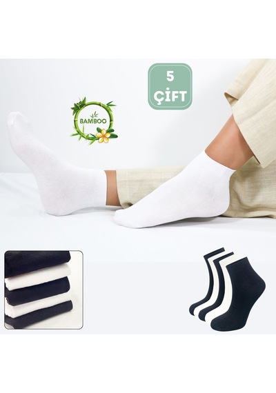 Kral Socks Kadın Bambu Patik 5 Adet Dikişsiz Görünmez Parfümlü Kısa Çorap Asorti