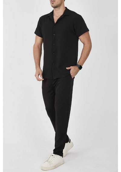 Mcz Giyim Siyah Renk Krep Kumaş Slim Fit Erkek Pantolon - Gömlek Alt Üst Takım