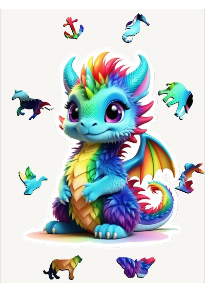 Ncpuzzles Dragon, 14 Parça Ahşap Yapboz, Bul Tak Puzzle