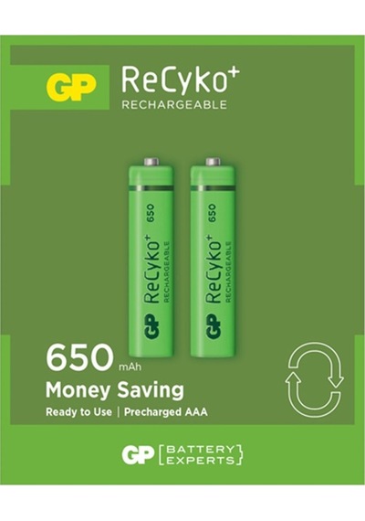 Gp Recyko 650 Mah R03 Aaa Şarjlı 2li İnce Kalem Pil Gp65aaahcer21-2tlb2 Gprhch63e041