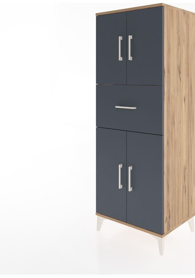 Hyperion Dolap 3 Raflı Tek Çekmeceli 4 Kapaklı 60x44x163 Çam-... Çam