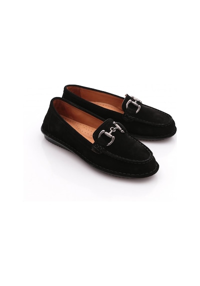 Dgn E224 Kadin Loafer Ayakkabi Siyah Süet