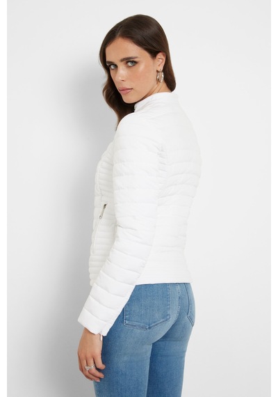 Guess Kadın Vona Kapitone Şişme Mont - Beyaz Beyaz